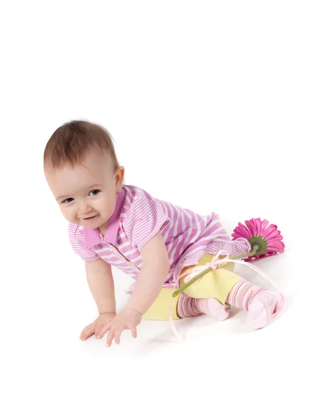 Bonito bebê menina em rosa — Fotografia de Stock