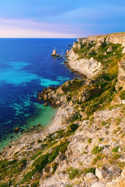 stock image Coastline, mountains and evening sky