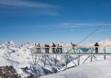 On the observation deck on the glacier. The resort of Solden clipart