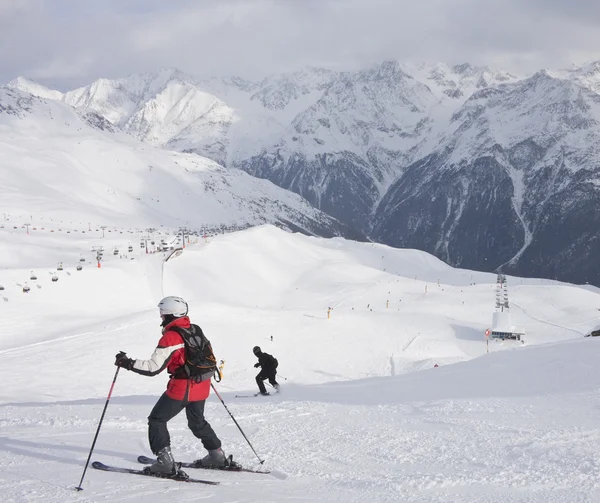 On the slopes of the ski resort of Solden. Austria Stock Photo