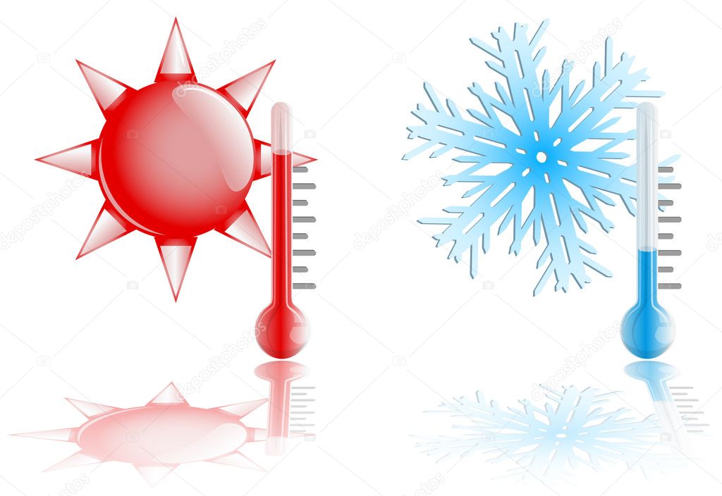 Weather temperature icons set. Vector Illustraion.
