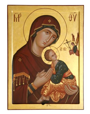 Old icon of the Mother of God clipart