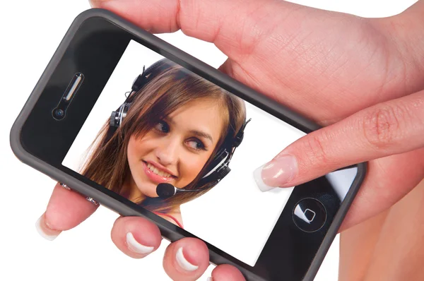 Экран мобильного телефона с изображением — стоковое фото