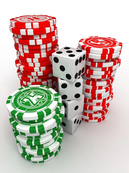 Chips and cubes for gambling — Stock Photo, Image