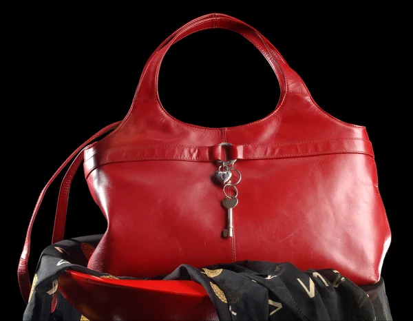 Červená kožená kabelka — Stock fotografie