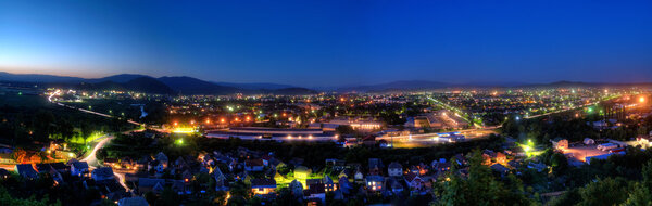 Night panoramic view of Mukachevo city