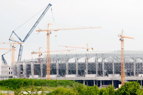 Opførelse af et fodboldstadion - Stock-foto
