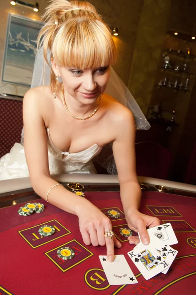 Grappige bruid speelkaarten — Stockfoto