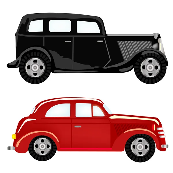 Dois carros de cor preta e vermelha — Vetor de Stock