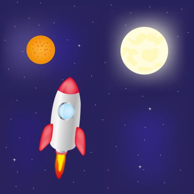 Fantastic rocket flies in cosmos clipart