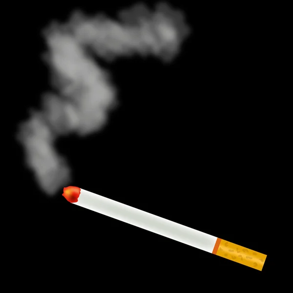 Fumar cigarro no fundo preto — Vetor de Stock