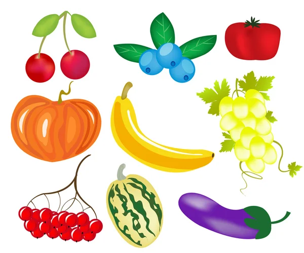 Bayas y frutas — Vector de stock