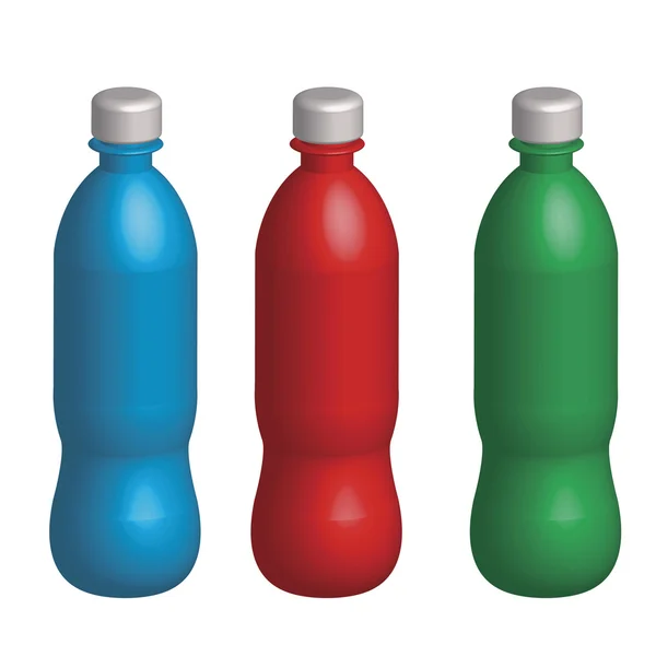 3 varicoloured ペットボトル — ストックベクタ