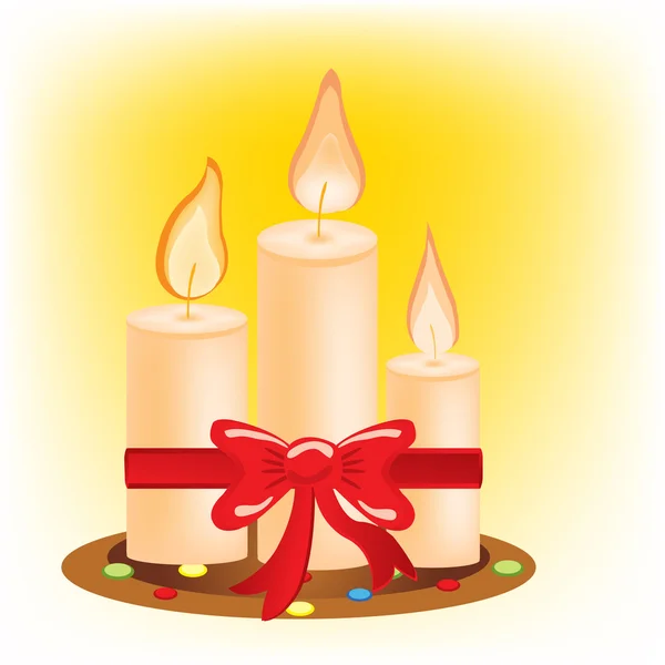 Festive burning candles — Stock Vector