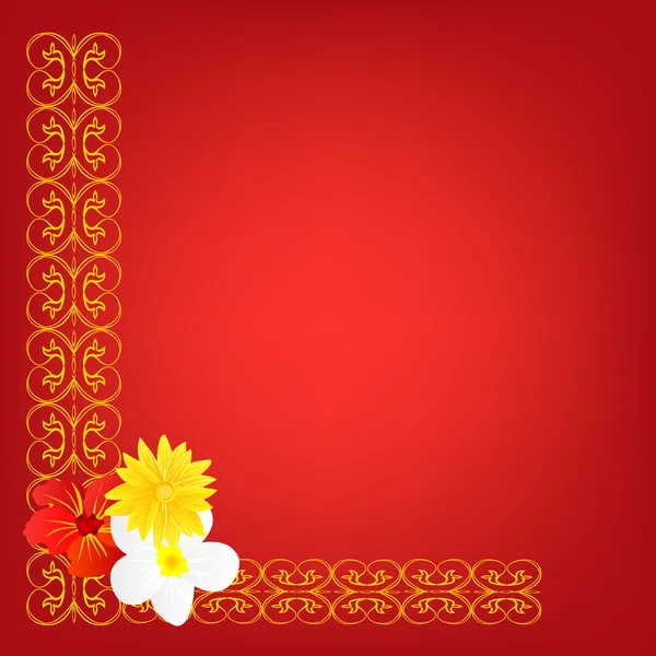 Fundo vermelho decorativo com flor — Vetor de Stock