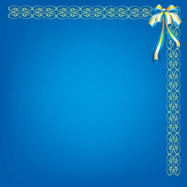 Синий фон с узором и бантом — стоковый вектор