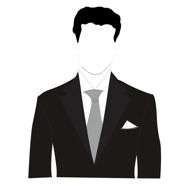 Silhouette homme en costume noir — Image vectorielle