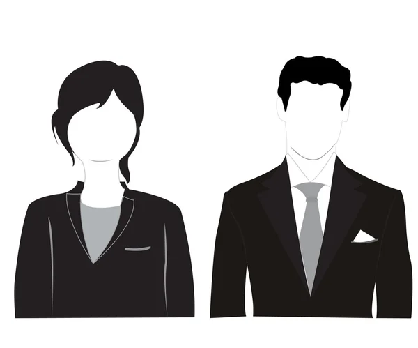 Silhouettes masculines et féminines sur fond blanc — Image vectorielle