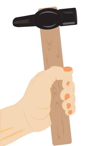 Main masculine avec marteau — Image vectorielle