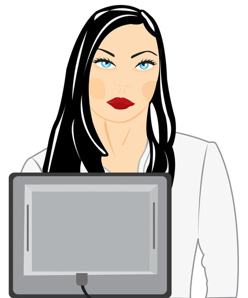 Making look younger nice girl for computer — Stock Vector