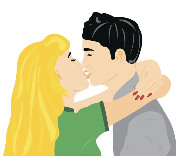 Garçon et fille sont embrassés — Image vectorielle