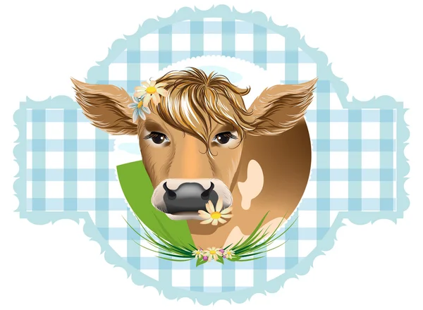 Vacas con flores en los dientes — Vector de stock
