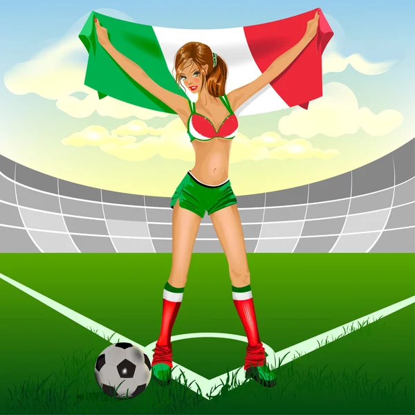 Itália menina fã de futebol — Vetor de Stock