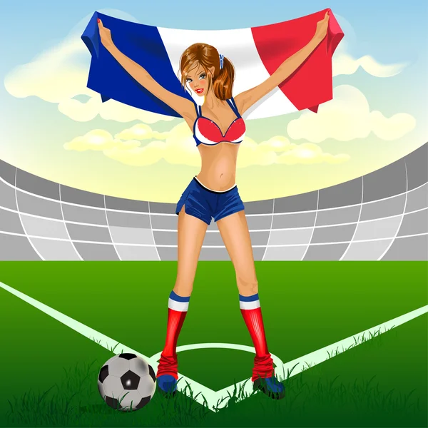 Fransa kız futbol fan — Stok Vektör