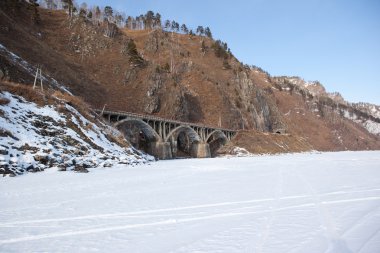 Old railroad bridge near Lake Baikal clipart