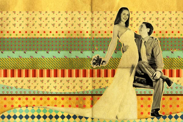 Wedding retro art collage — Stock Photo, Image