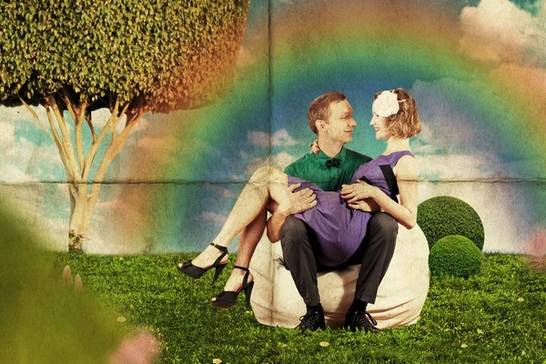 Láska na lavičce v parku — Stock fotografie