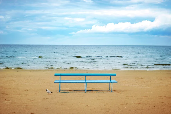 stock image Blue wooden bench