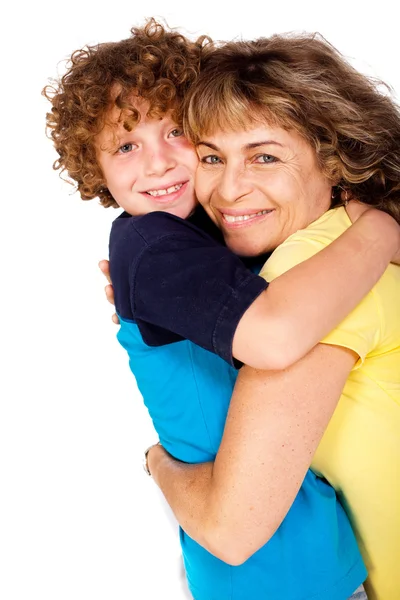 Grandmother and grandson hugging each other — Stock Photo, Image