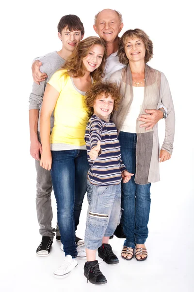 Pollici-up famiglia in posa in stile — Foto Stock