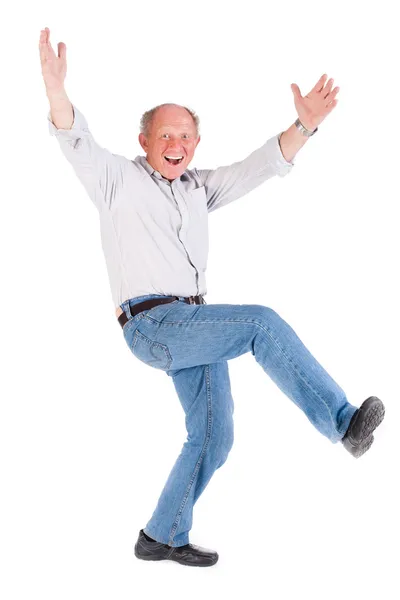 Cheerful old man having a great time — Stock Photo, Image