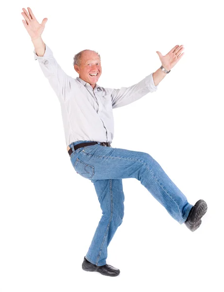 Expresivní starý muž, sám se těší — Stock fotografie