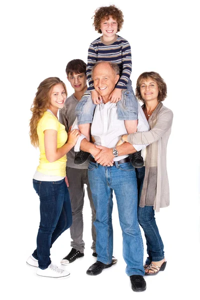 Freudige fünfköpfige Familie — Stockfoto