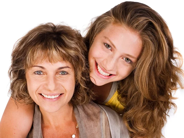 Close-up of smiling elder mum and daughter — Stock Photo, Image