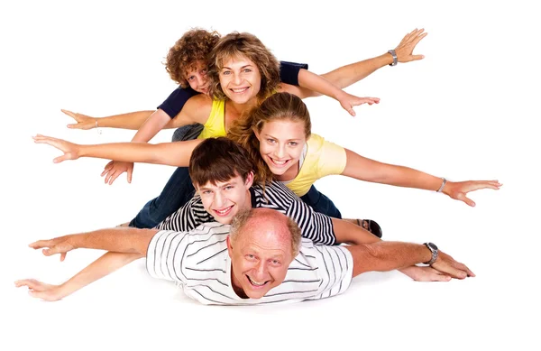 Familia alegre divirtiéndose en el estudio —  Fotos de Stock