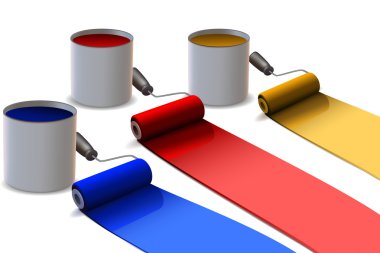 Colorful paint rollers clipart