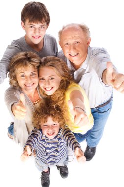 Thumbs-up family posing in style clipart