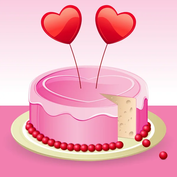 Doğum günü pastası kalp ile — Stok fotoğraf