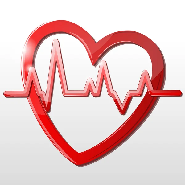 Herz mit Kardiograph — Stockfoto