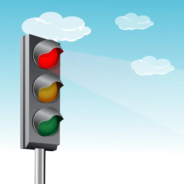 Traffic signal with clouds — Stock Photo, Image