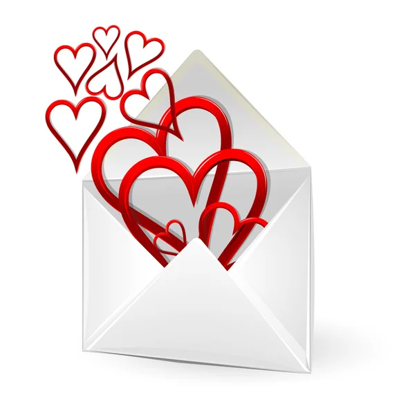 Coeurs aimants dans l'enveloppe — Photo