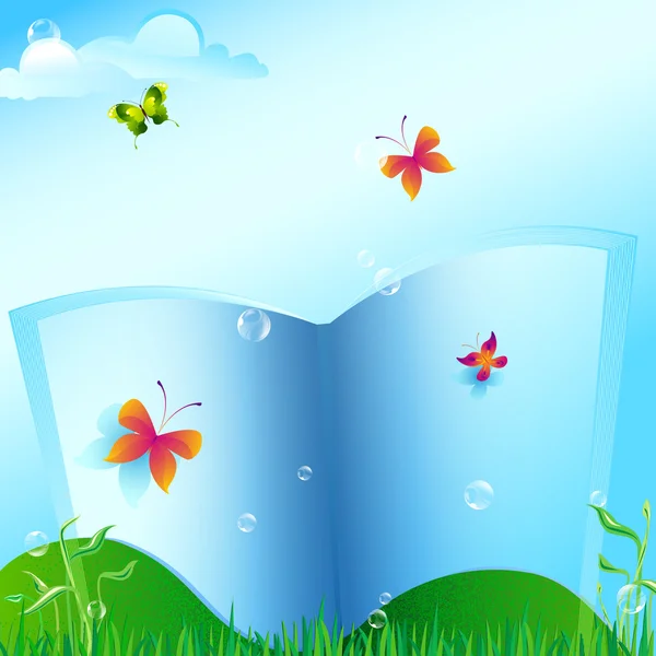 Kitap ile renkli kelebek — Stok fotoğraf