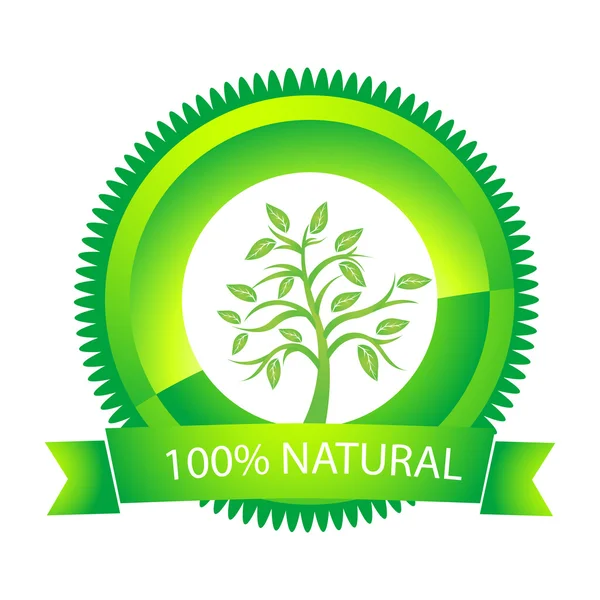 100% natuurlijke label op wit — Stockfoto