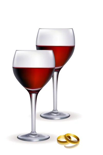 Víno ve skle s kroužkem — Stockfoto