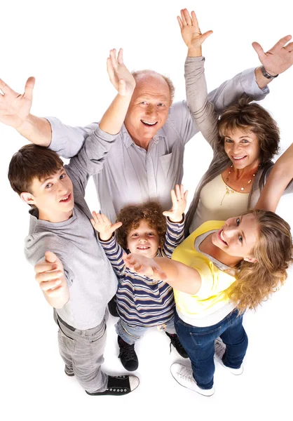 Luftaufnahme einer fröhlichen Familie — Stockfoto
