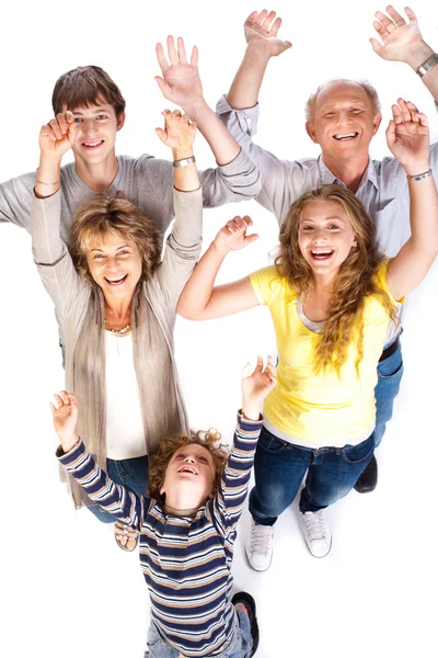 Bovenaanzicht van vrolijke familie — Stockfoto